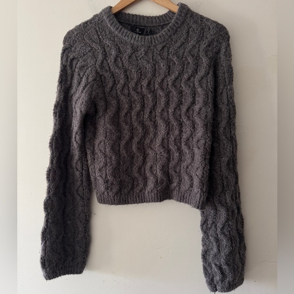 Volcom Bubble Tea Gray Oversized Knit Sweater - Picture 2 of 6